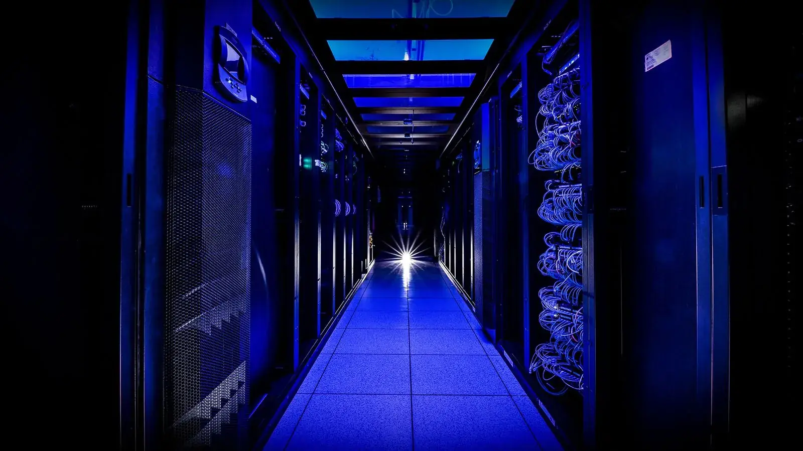 Rack-mounted servers in a server room